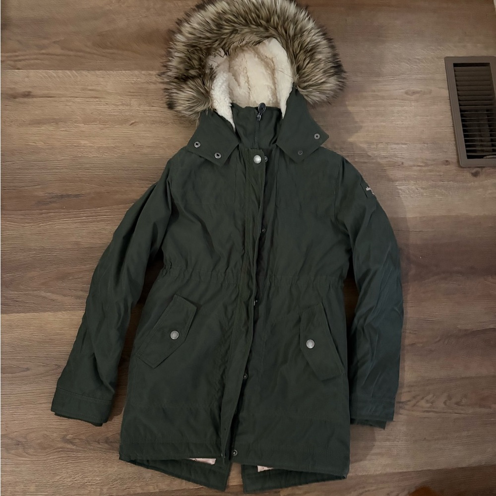 Abercrombie Kids Forest Green Snow Jacket with Faux Fur Trim